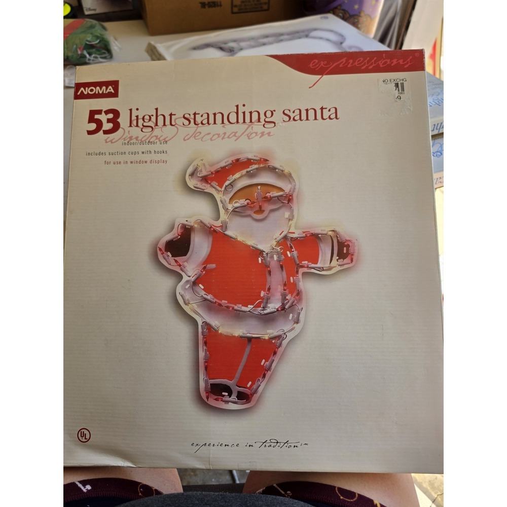 Vintage Light Up Christmas Window Decoration Santa Claus Retro Plastic
